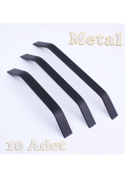 Şahin Alüminyum Metal Lüks Modern Mobilya Çekmece Mutfak Dolabı Kulpu Siyah 224mm 10 Adet Siyah