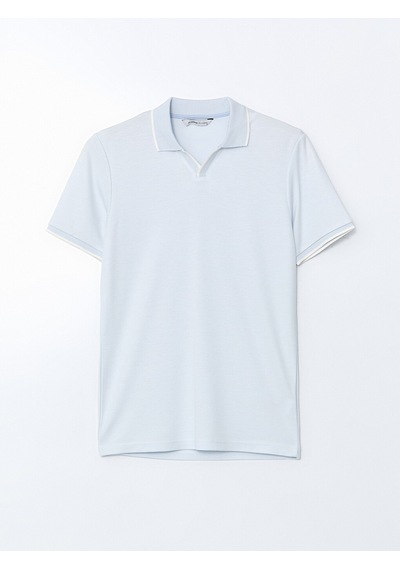 Lcwaıkıkı Classic Mavi Polo Yaka Merserize Görünümlü Erkek Tişört