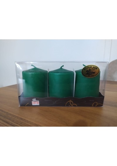 3' Lü Kokusuz Bozkurt Silindir Mum 5*7 Cm Yeşil (444856314)