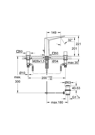 Grohe Allure Brilliant 3 Delikli Lavabo Bataryası 20344000