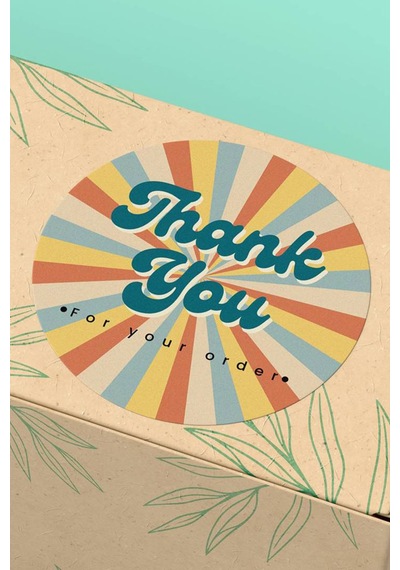 Thank You Botanik Desenli Kargo Paket Sticker Etiketi 3x3cm St2060 Çok Renkli
