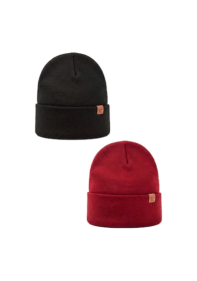 Sayzen Your Shine Unisex Basic Katlamalı 2'li Bere Set Siyah-bordo