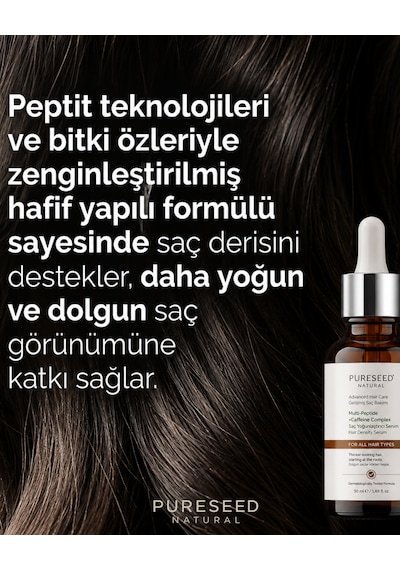 Pureseed Natural Saç Yoğunlaştırıcı Multi Peptit Kafein Kompleks Serum - 50ml