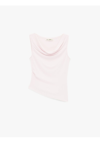 Koton Slim Fit Viskon Kolsuz Asimetrik Degaje Yaka Bluz Pembe 6sal30025ık Gül