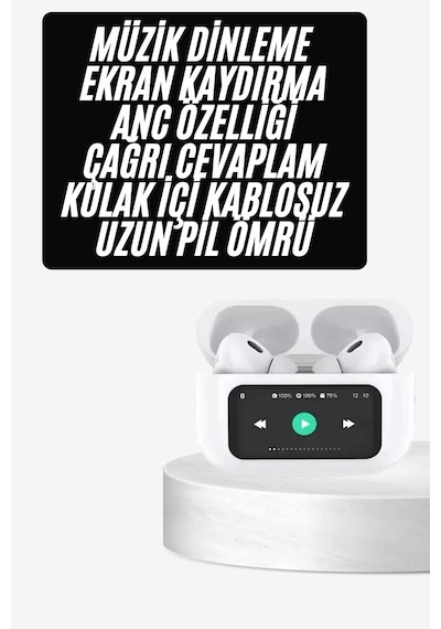 Dokunmatik - 44 - Ekranlı Anc/enc Yeni Nesil Pro Bluetooth Kulaklık - Edntrend - Dokunmatik Ekran