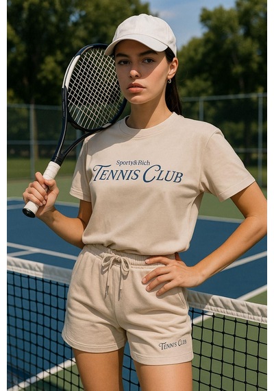 Rich Kadın Sporty Kısa Kollu Bisiklet Yaka Oversize T-shirt Ve Şortlu Alt Üst Takım Tenis İkili Takım Çok Renkli