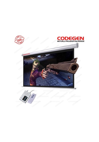 Codegen Ex-20 Motorlu Projeksiyon Perdesi 200x200 Elektrikli Uzaktan Kumandalı Arkası Siyah Fonlu - Duvar/tavan Asılabilir