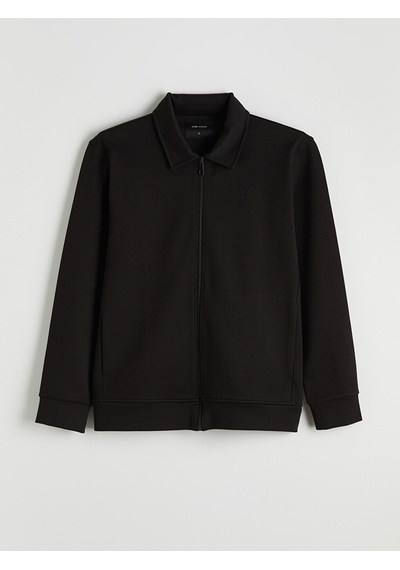 Lcw Vision Siyah Polo Yaka Erkek Fermuarlı Sweatshirt