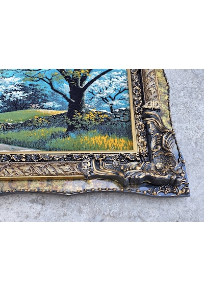 Pembe Yol Adlı İran Tebriz Halı Tablo 123x75cm - Duvar Halı Kilim Tablo