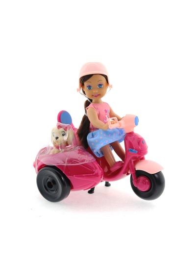 Cute Doll Mini Bebek Ve Köpekli Mor    Motorsiklet