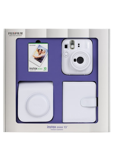 Instax Mini 13 Beyaz Fotoğraf Makinesi 10'lu Film Kare Albüm Ve Deri Kılıf Bundle Box