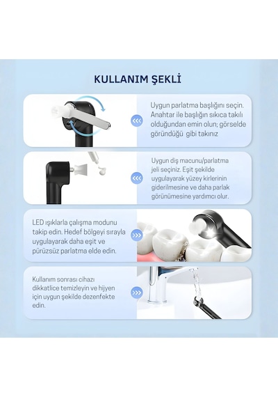 Npo P06 Şarjlı 5 Modlu 5 Uçlu Ledli Tartar Temizleme Diş Beyazlatma Ve Profesyonel Parlatma Seti