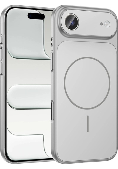 Apple Uyumlu iPad iPhone 17 Air Kılıf Zore M-safe Şarj Özellikli Kamera Korumalı Formen Kapak Gümüş