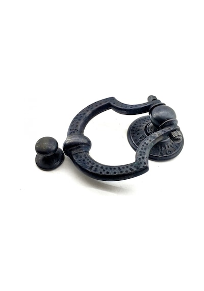 Hubrendy Kargo Antika Tarz Dekoratif Pirinç Dövme Kapı Tokmağı, Taktak - 150x105 Mm, Oksit