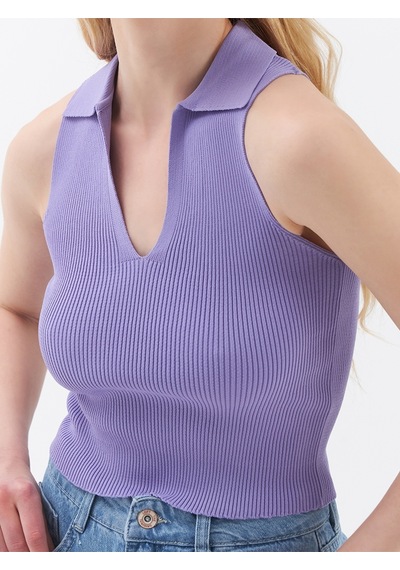 Long Crop Kadın Atlet Lila