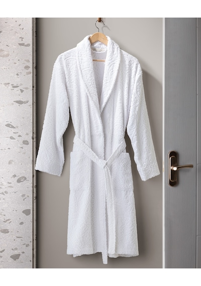 Madame Coco Bernay %100 Pamuk Jakarlı Unisex Şalyaka Bornoz - Gri - Natural Koleksiyon Born0000000062 S - M Gri