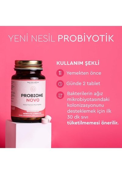 Probiome-novo Akkermansia Muciniphila İçeren Takviye Edici Gıda 60 Çiğneme Tablet