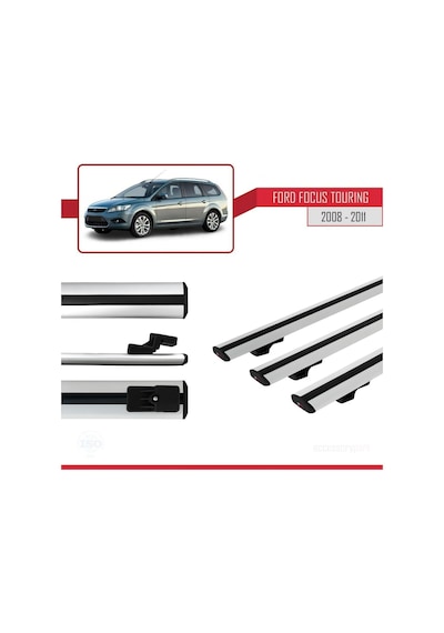 Ford Focus Tourıng 2008-2011 Arası İle Uyumlu Basic Model Ara Atkı Tavan Barı Gri 3 Adet