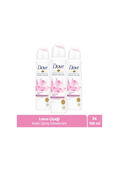 Kadın Sprey Deodorant Işıldayan Bakım Lotus Çiçeği Kokusu 150 Ml X3 Adet