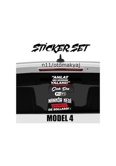 Arka Cam Yazı Sticker Espirili Büyük Boy Oto Araba Cam Sticker