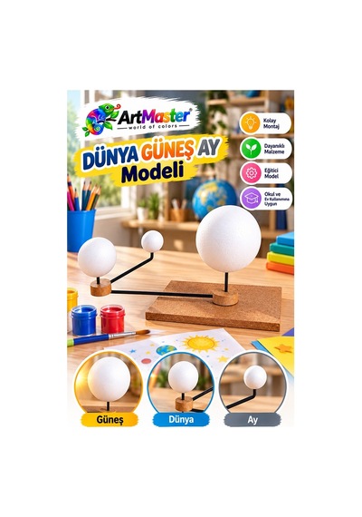 Güneş Dünya Ay Maketi 1 Paket Dünya Güneş Ay Modeli Set Deney Seti Strafor Toplu Fen Bilimleri Okul Etkinlik Sınıf