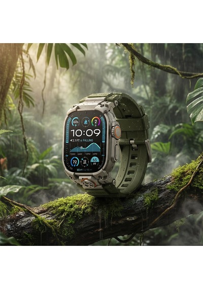 Watch Ultra 49mm Uyumlu Mohseven İwatch Armor Silikon Kordon Titanyum-yeşil