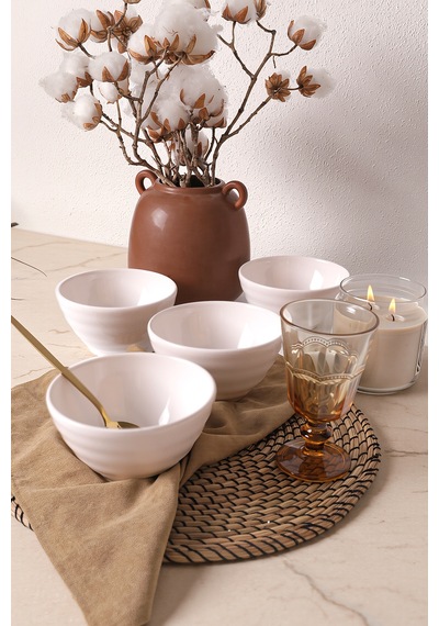 Keramika Beyaz Escargot Kase 14 Cm 4 Adet 006
