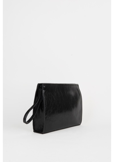 Vivaq Kadın Petunya Siyah Astarlı Suni Deri Bilek Askılı Portföy El Ve Clutch Çanta SİYAH