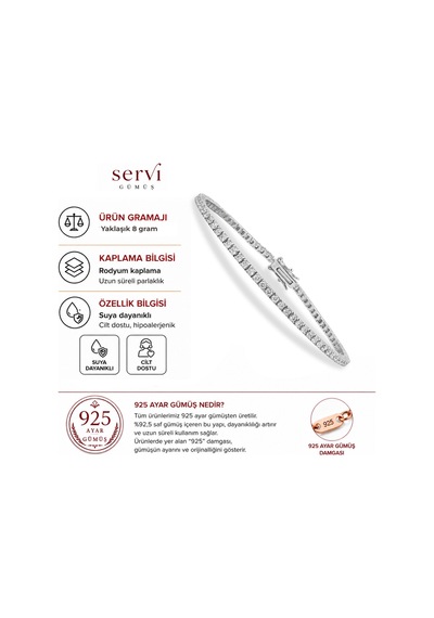 Servi 925 Ayar Luna Su Yolu Bileklik-426 Gümüş