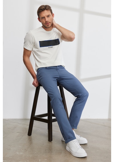 AC&Co / Altınyıldız Classics Erkek Petrol Slim Fit Dar Kesim 5 Cep Armürlü Esnek Pantolon 001