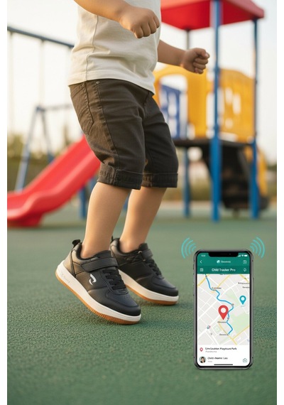 Siyah Gps Takip Özellikli Unisex Çocuk Spor Ayakkabı Follow F
