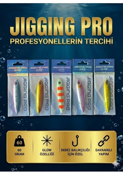 60 Gr Slow Jig Suni Balık Yemi - 5'li Avantaj Seti Glow Özellikli