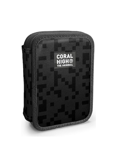 Coral High Kids Siyah Blok Desenli Çift Katlı Kalem Çanta 31118 Çok Renkli