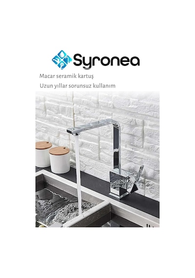 Square Kare Krom Mutfak Eviye Lavabo Bataryası Banyo Mutfak Musluk 360 Derece Döner Ağır Gövde Krom