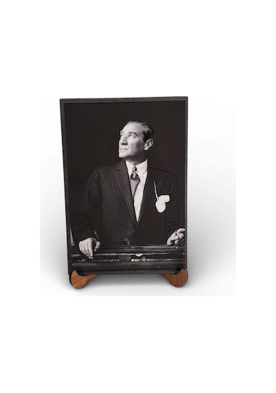 Atatürk Masaüstü Ahşap Tablo - Kabartmalı Baskı Şık Hediyelik 11x16 Cm No 5 3 Parça