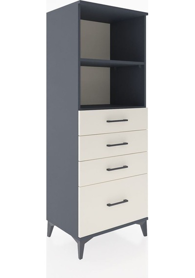 Hyperion Dolap 2 Raflı 4 Çekmeceli 60x44x163 Antrasit-aytaşı Antrasit