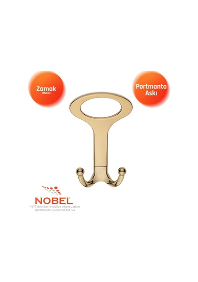 Melon Açik Portmanto Askısı, Metal Vestiyer Askısı, 41 Gr, Dolap Ve Duvar Askılığı, Altin Vidalı Altın