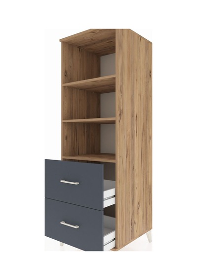 Kronos Dolap 3 Raflı 2 Çekmeceli 60x59x182 Çam-antrasit Çam