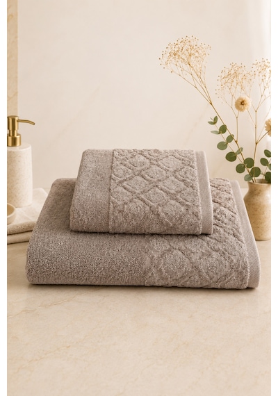 Sahra 2'li Banyo Havlu Seti Havlu Banyo Havlusu I Hamam Seti I Çeyiz Havlusu 70 X 140 Cm - 50 X 90 Cm Kahverengi