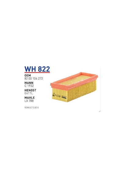 Wh822 Oem 8200104272 Renault Clio Iı Otomobil Hava Filtre Air Filter