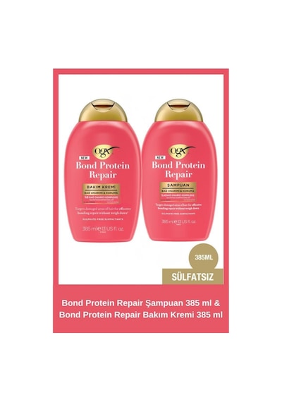 OGX Bond Protein Repair Bağ Onarıcı Sülfatsız Şampuan 385 ml + Saç Bakım Kremi 385 ml