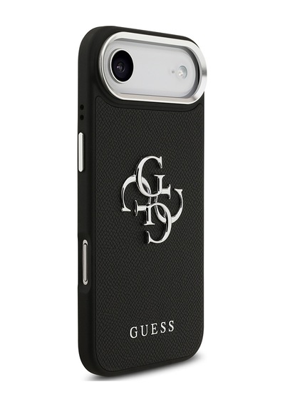 Apple Uyumlu iPhone 17 Air Kılıf Guess Lisanslı Pu Deri 4g Büyük Metal Logo Dizaynlı Kapak Siyah