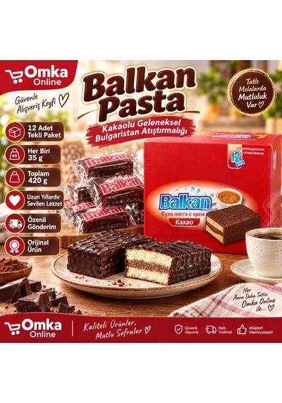 Balkan Pasta Kakaolu Kremalı Kek 12 X 35 G 420 G Bulgaristan Atıştırmalığı