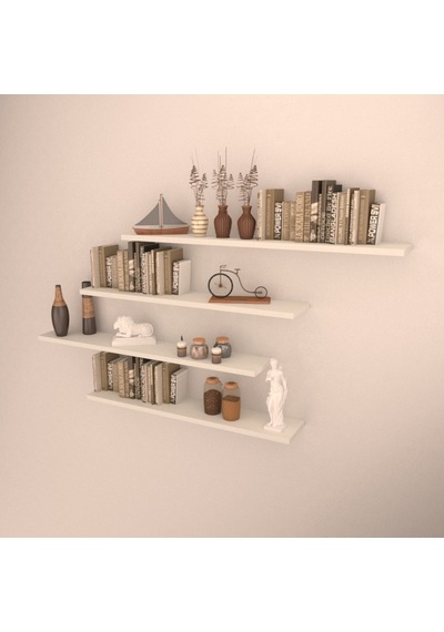 Rafkestir 4 Lü Raf Set ( 90-90-80-80 ) Beyaz ( Mat )