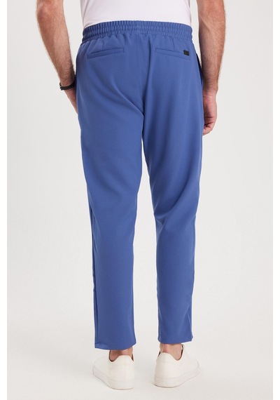 Tudors Erkek Regular Fit Beli Lastikli Bağcıklı Jogger İndigo Pantolon Rahat Kesim Yan Cepli-36898 İndigo