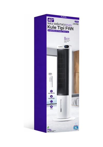 Auhma Acfn07 70w Sulu Soğutucu Kule Tipi Vantilatör - 3l Su Tankı, Uzaktan Kumandalı, Led Ekranlı