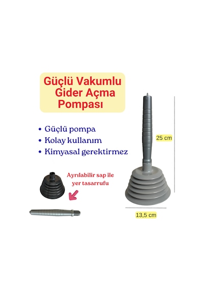 Gider Açma Pompası Körüklü Büyük Mutfak Banyo Duş Gideri
