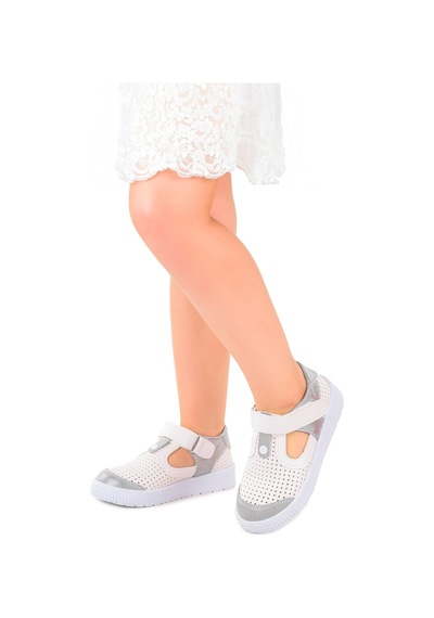 Kiko Kids Kız Çocuk Günlük Ayakkabı Arz 2324 Beyaz - Gümüş