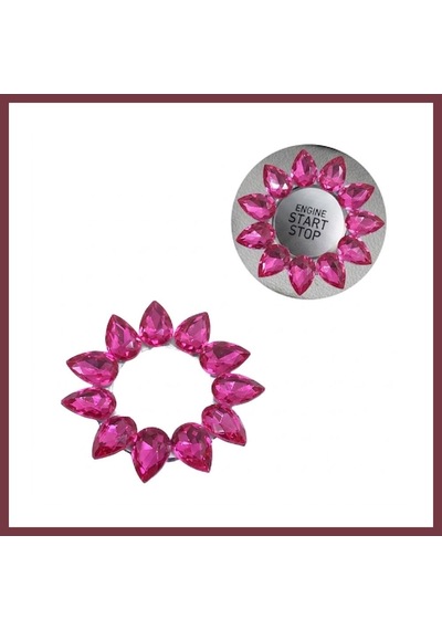 Storeşahin Kristal Damla Taşlı Start Stop Düğme Halkası Pembe Shn0720