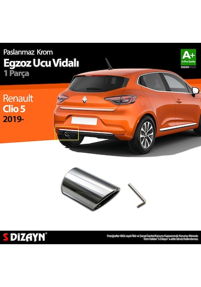 S-Dizayn Renault Clio 5 Krom Egzoz Ucu Vidalı 2019 ve Üzeri